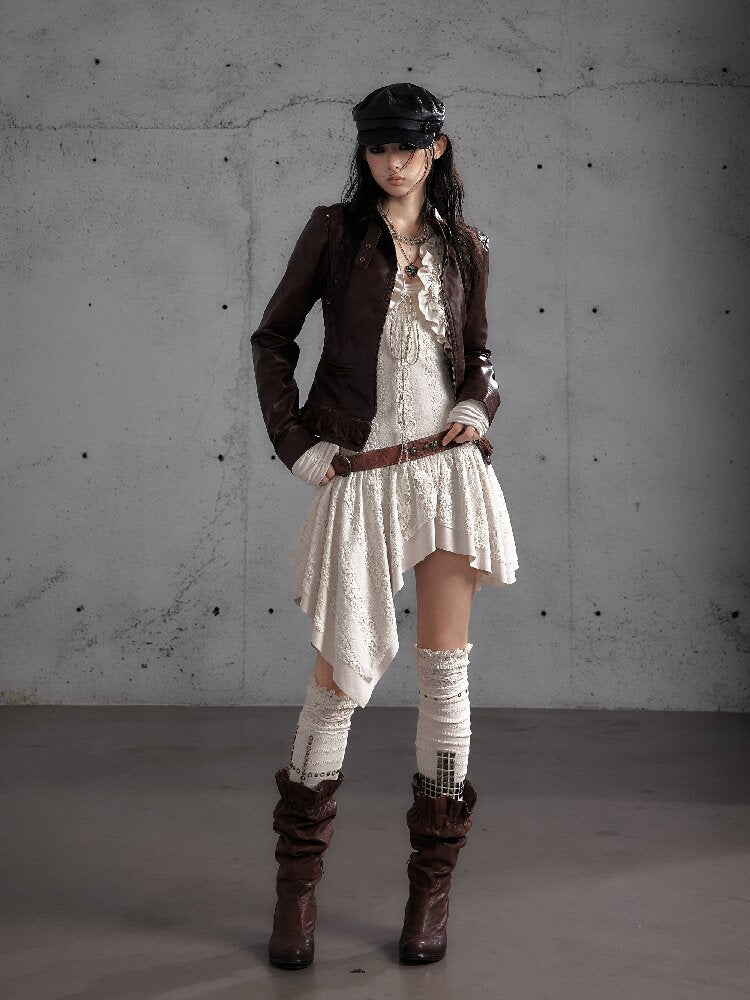 Riveted PU Leather Split Jacket【s0000019156】