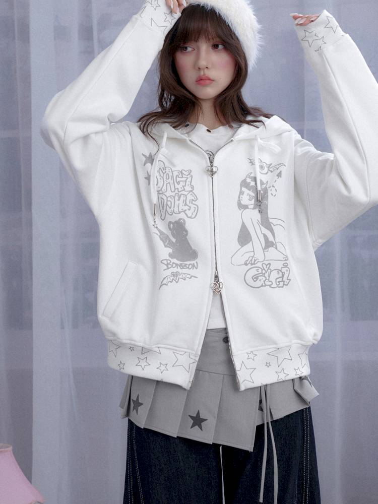 Graffiti Print Hooded Sweatshirt【s0000014364】