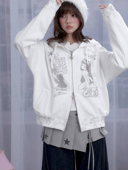 Graffiti Print Hooded Sweatshirt【s0000014364】