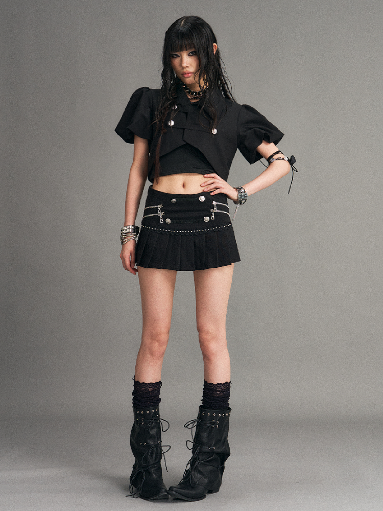 Palace Punk Metal Zipper A-line Skirt【s0000017523】