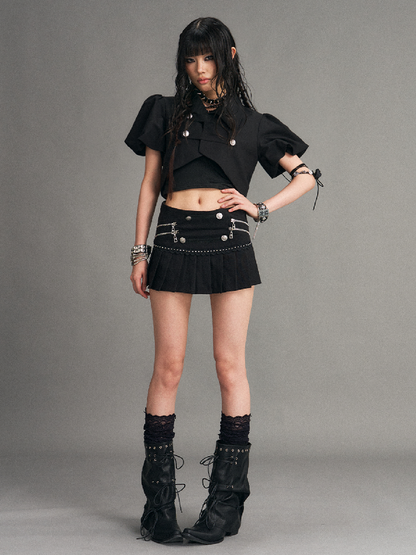 Palace Punk Metal Zipper A-line Skirt【s0000017523】