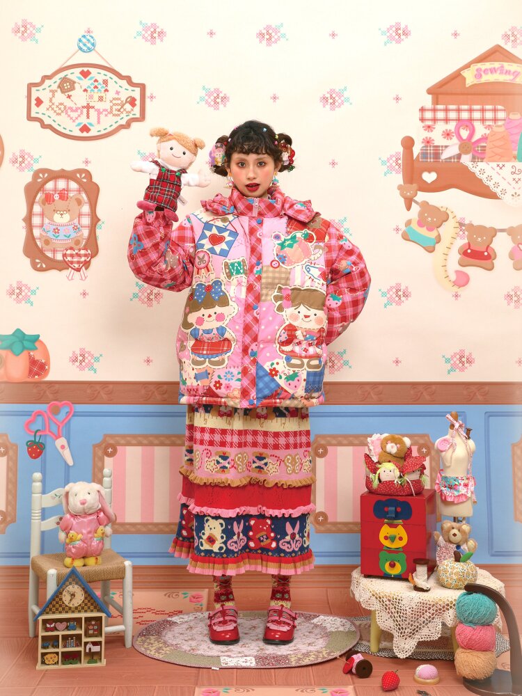 Red Pink White Duck Down Jacket【s0000015567】