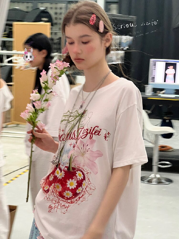 Daisy Cherry Vintage T Shirt【s0000017264】