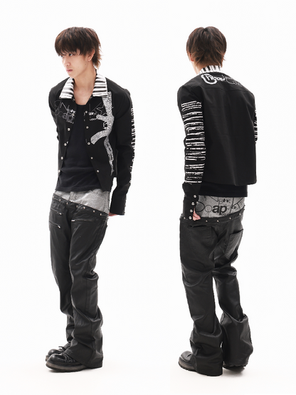 Dark Silver Curved Blade Waxed Jeans【s0000018348】