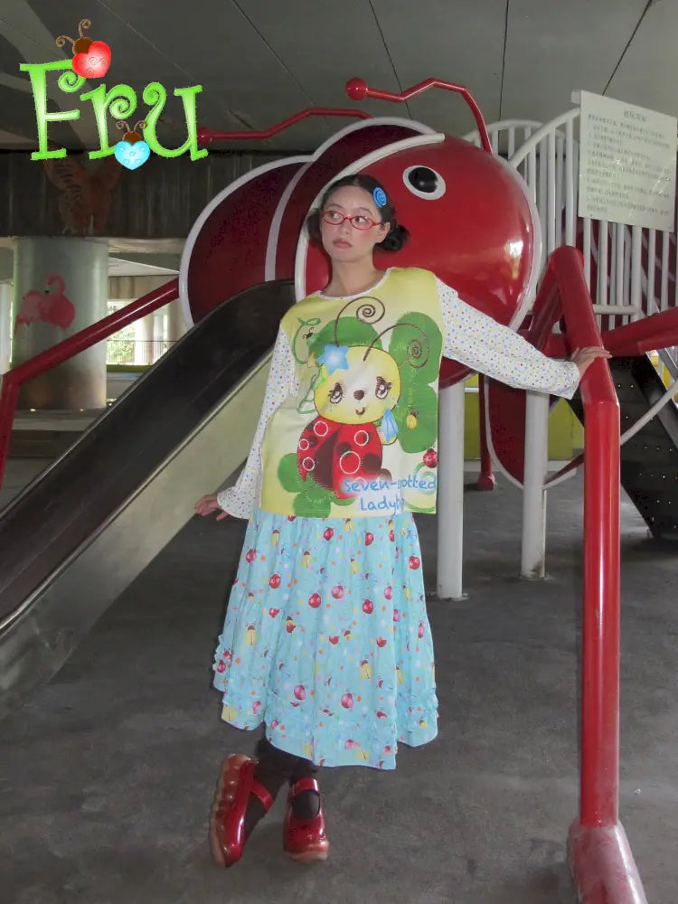 Beetle Print Cute Casual Oversized T-Shirt【s0000014192】