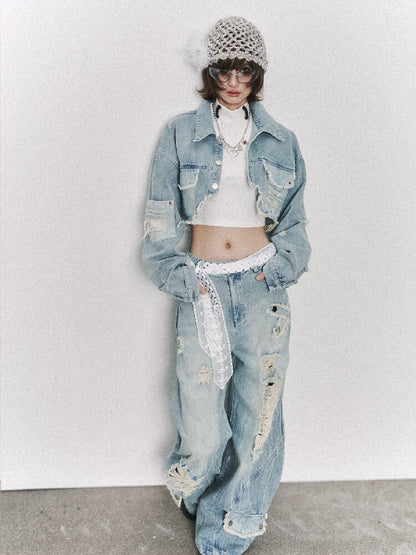 Vintage Millennium Spice Girl Wide-Leg Jeans【s0000015970】