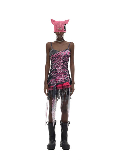 Punk-Chic Rock Y3K Digital Dress【s0000014007】