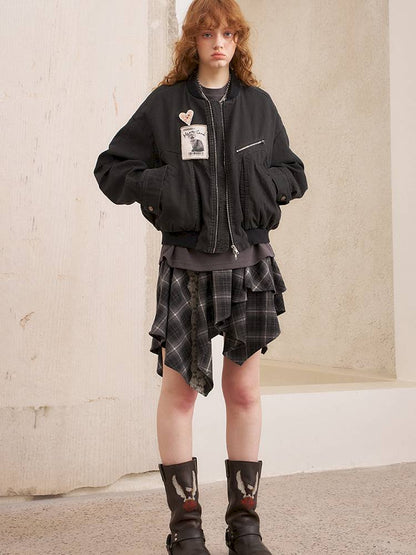 Kitten badge washed flight jacket【s0000014383】