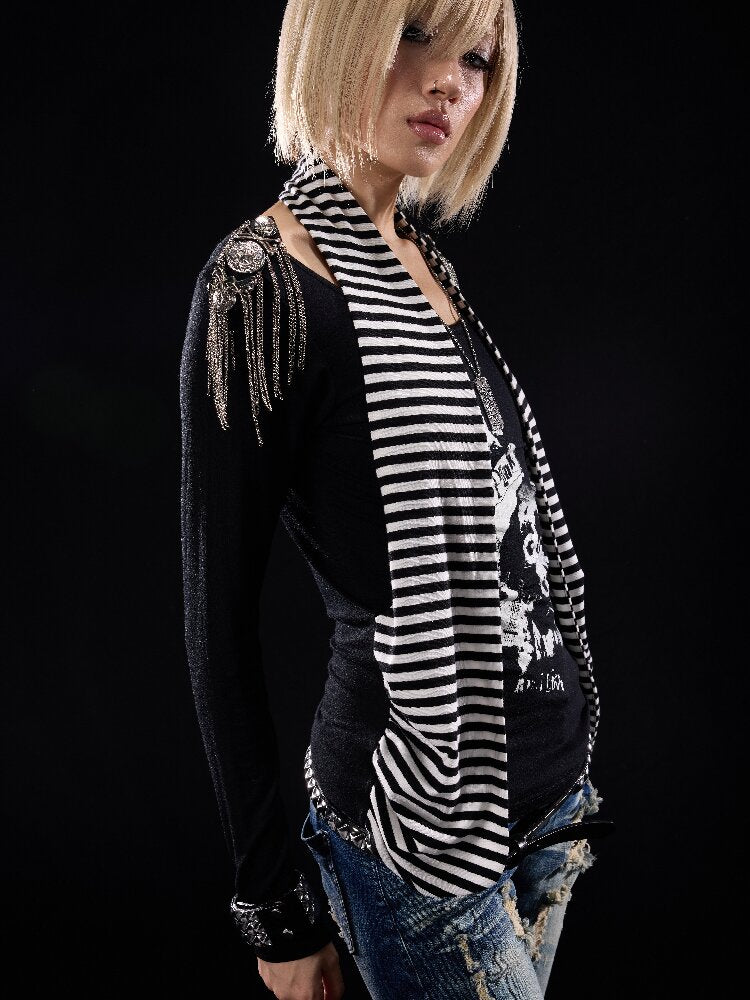 Fake Two-Piece Print Long-Sleeve Shirt【s0000018509】