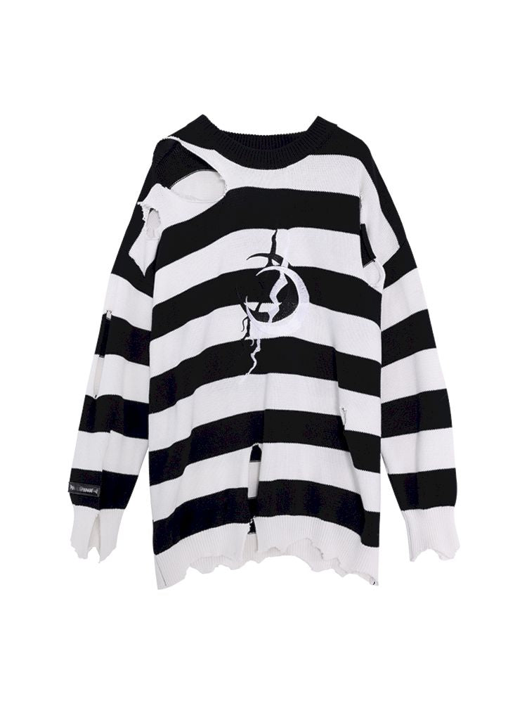 Electric Moon Destruction Striped Sweater【s0000009945】