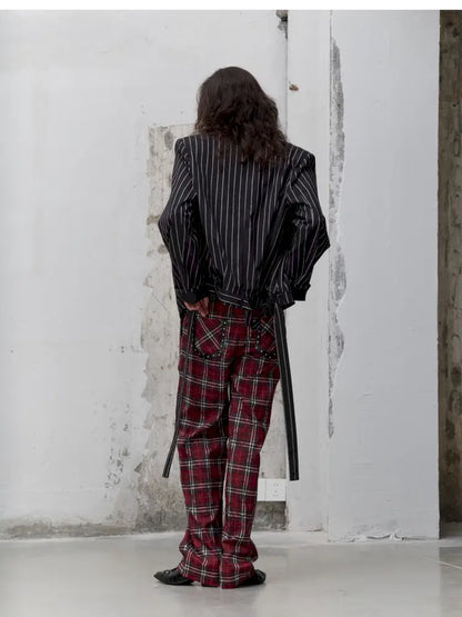 Lace-Up Striped Shorts Blazer【s0000014203】