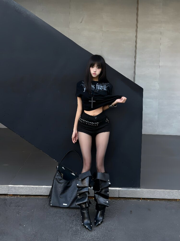 Gothic Slogan Print Crew T-Shirt【s0000018219】