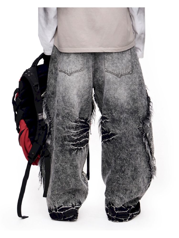 Raw Edge Snake Patchwork Pants【s0000011693】