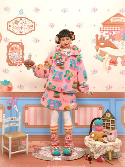 Pink Polar Fleece Lambswool Skirt【s0000015566】