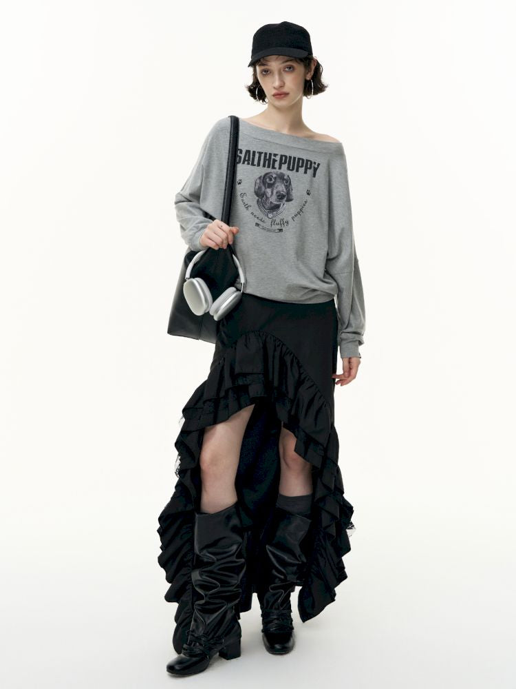 Irregular ruffled half-body skirt【s0000013746】