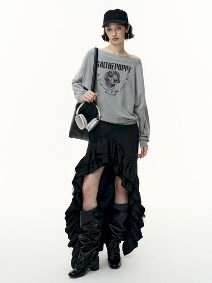 Irregular ruffled half-body skirt【s0000013746】