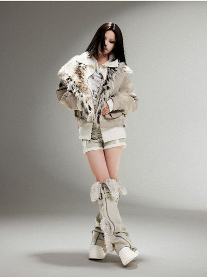 Fake Two Piece Pu Leather Jacket【s0000011252】