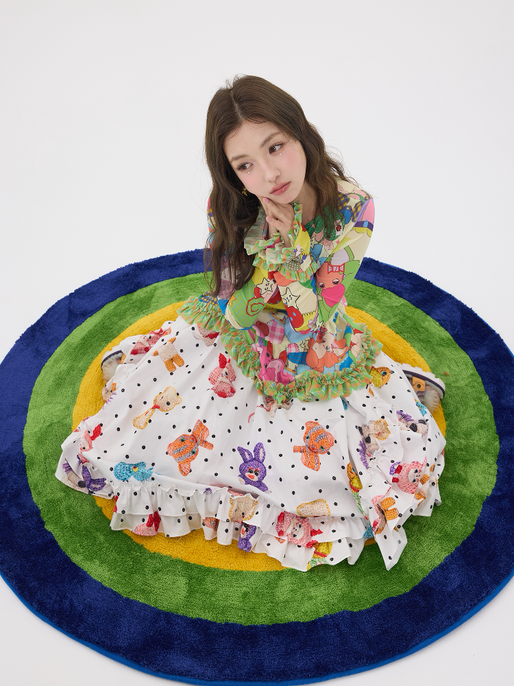 White Polka Dot Lace Cotton Skirt【s0000016195】