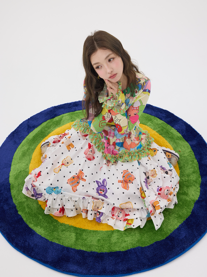 White Polka Dot Lace Cotton Skirt【s0000016195】
