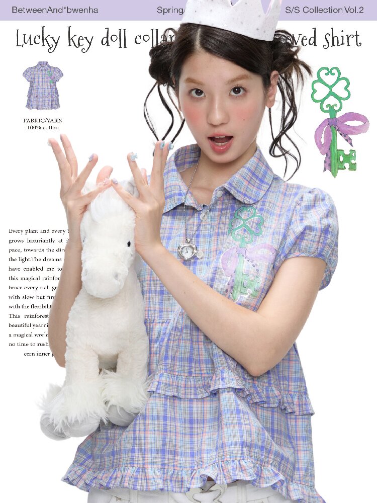Purple Plaid Lace Short Sleeve Shirt【s0000016405】