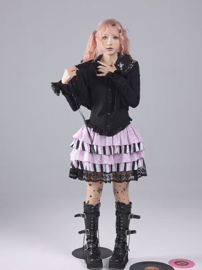 Striped Note Element Puffy Skirt【s0000016225】