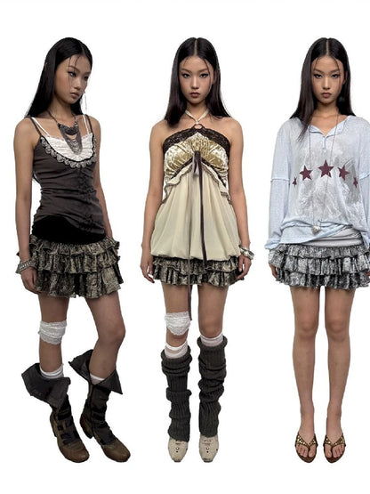 Multi-Layer Pleated Puffy Cake Skirt【s0000012215】