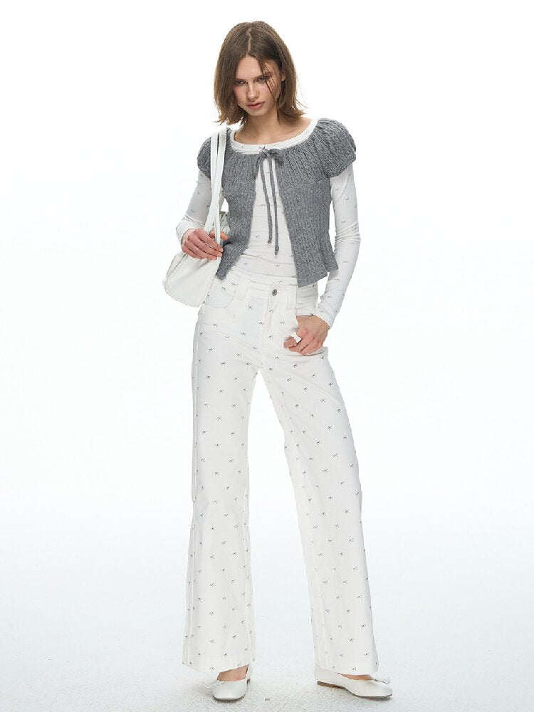 Bow Full Print Straight Pant【s0000015879】