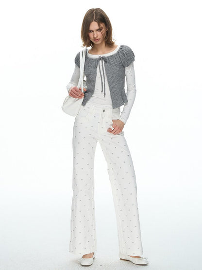 Bow Full Print Straight Pant【s0000015879】