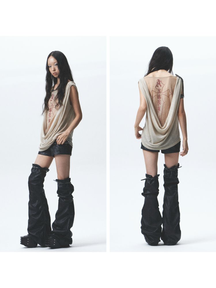 Loose-fitting, reversible printed vest【s0000012679】