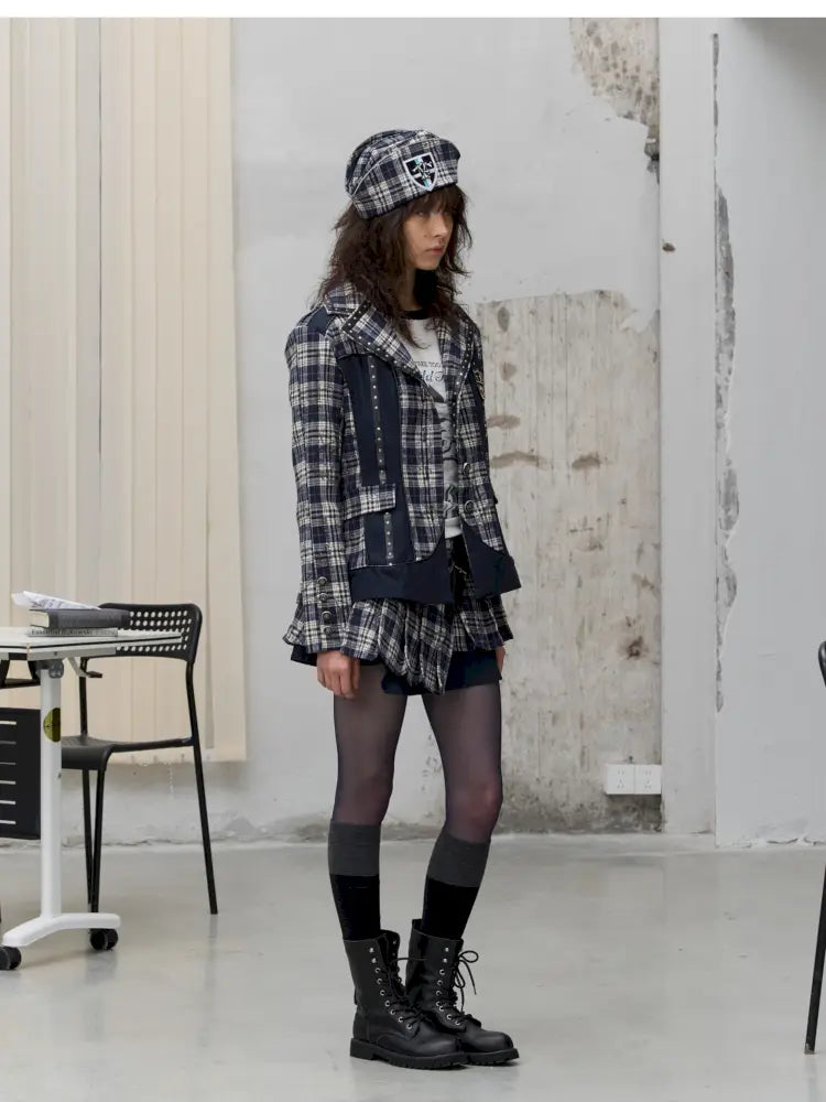 College Style Asymmetric Suit Pleated Skirt【s0000014205】