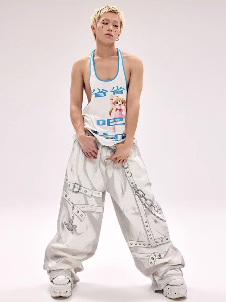 Hand-painted Printed Jeans【s0000011800】