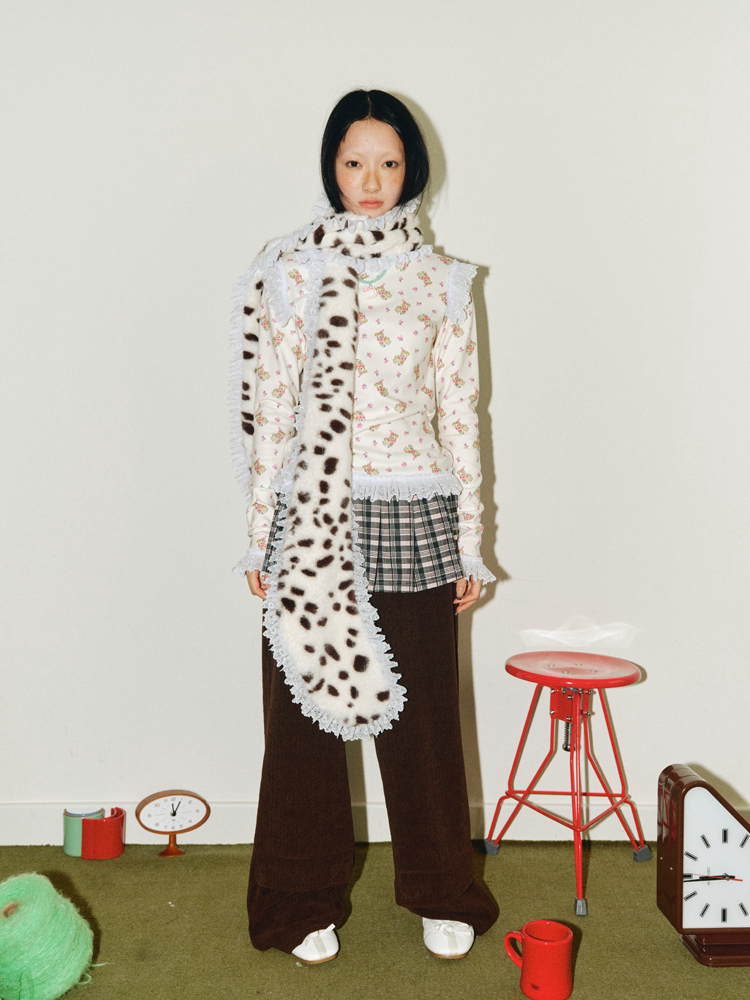 Furry Patterned Faux Fur Lace Scarf【s0000018689】