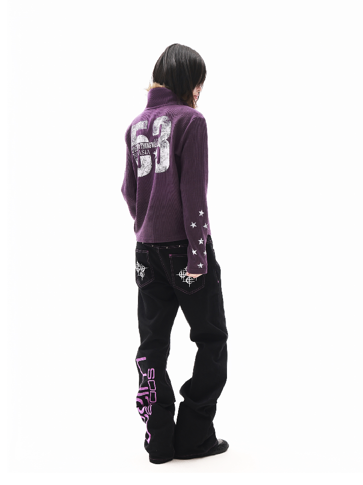 Black Cow Full Embroidery Scimitar Jeans【s0000018312】