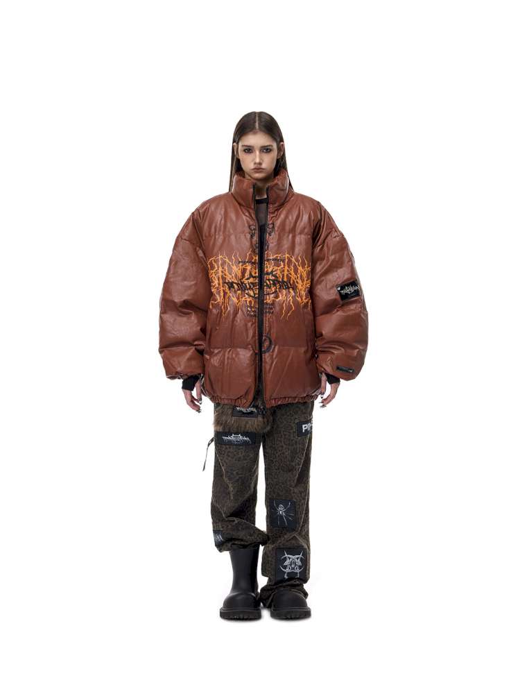 Logo PU Leather High Collar Suit【s0000015137】