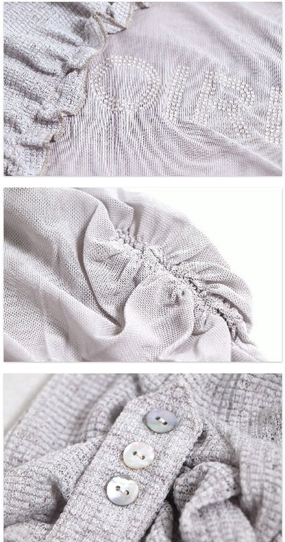 3-Tone Knitted Mesh Pleated T-Shirt【s0000016063】