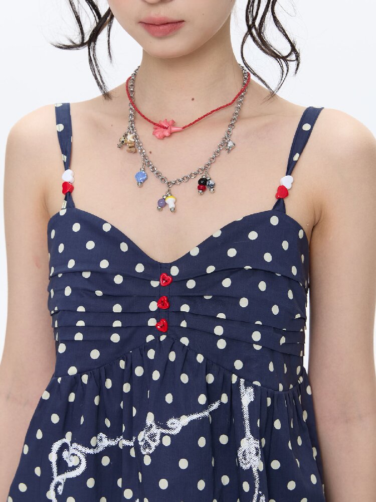 Summer Navy Blue Polka Dot Top【s0000016395】