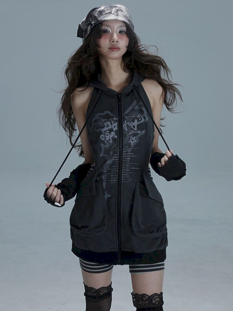 Long hoodie skeleton sweater dress【s0000013482】