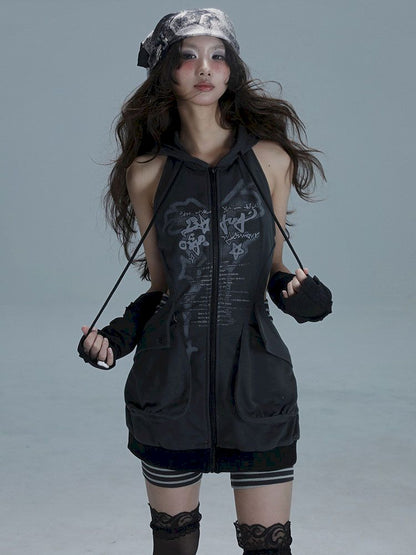 Long hoodie skeleton sweater dress【s0000013482】