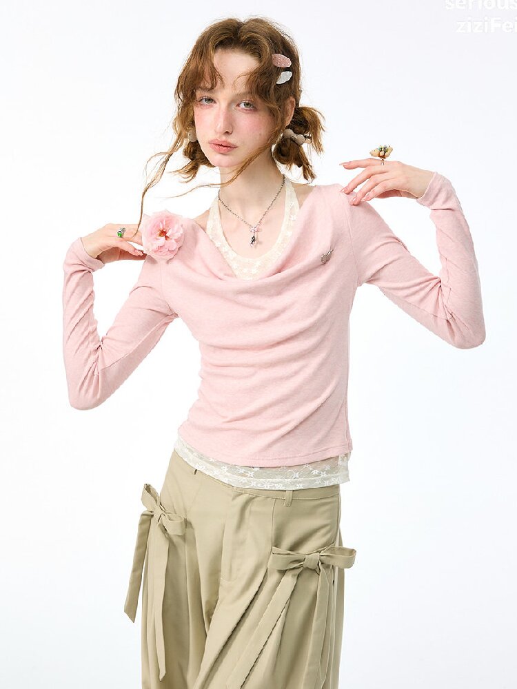 Soft Swept Neck Halter Knit Sweater【s0000017883】