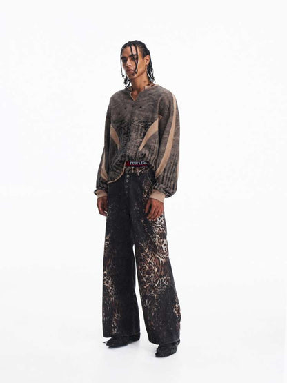 Dark Camouflage Ripped Cardigan【s0000015171】