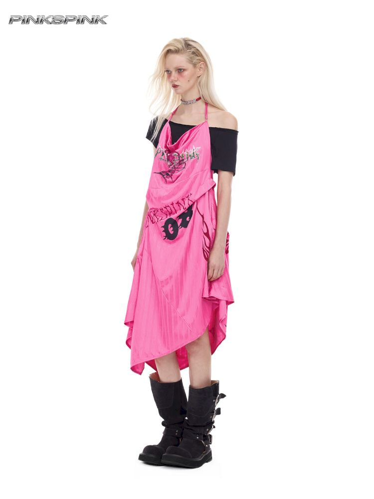 A-line Y2K sports halter dress【s0000012974】