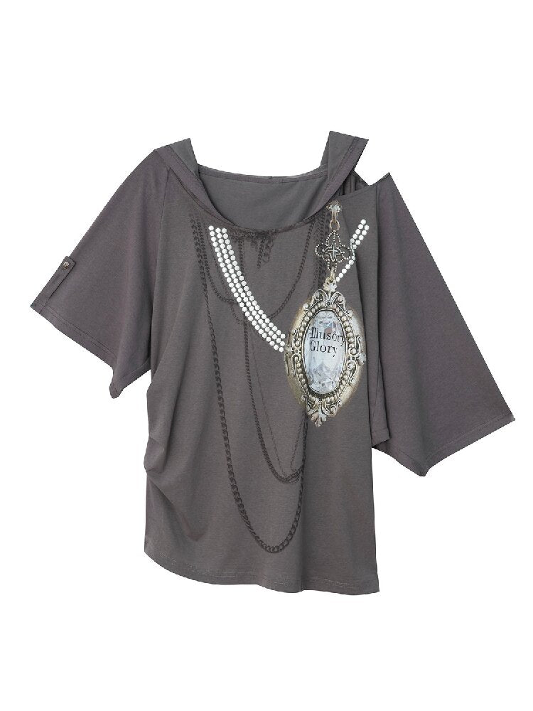 Vintage Gem Print Diamond T-Shirt【s0000015913】