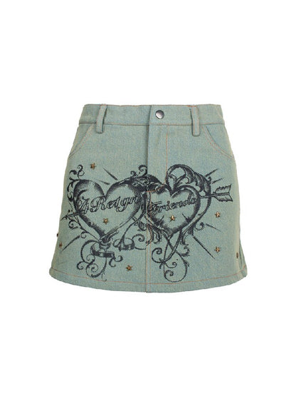 Love Arrow Vintage Denim Culottes【s0000018051】