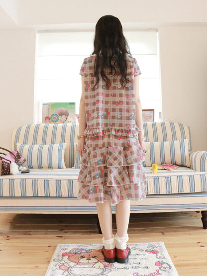 Strawberry Plaid Print Loose Shirt【s0000017511】