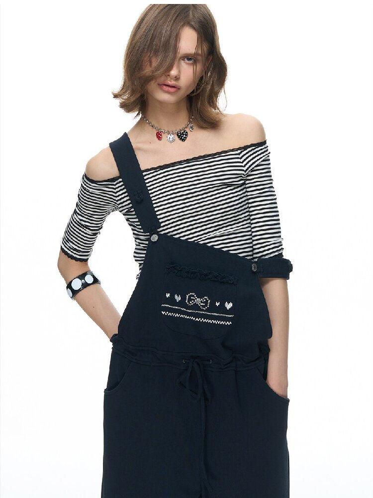 One Shoulder Striped Lace Bolero【s0000015884】