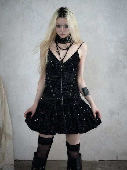 Vintage Court Punk Sequin Dress【s0000017858】