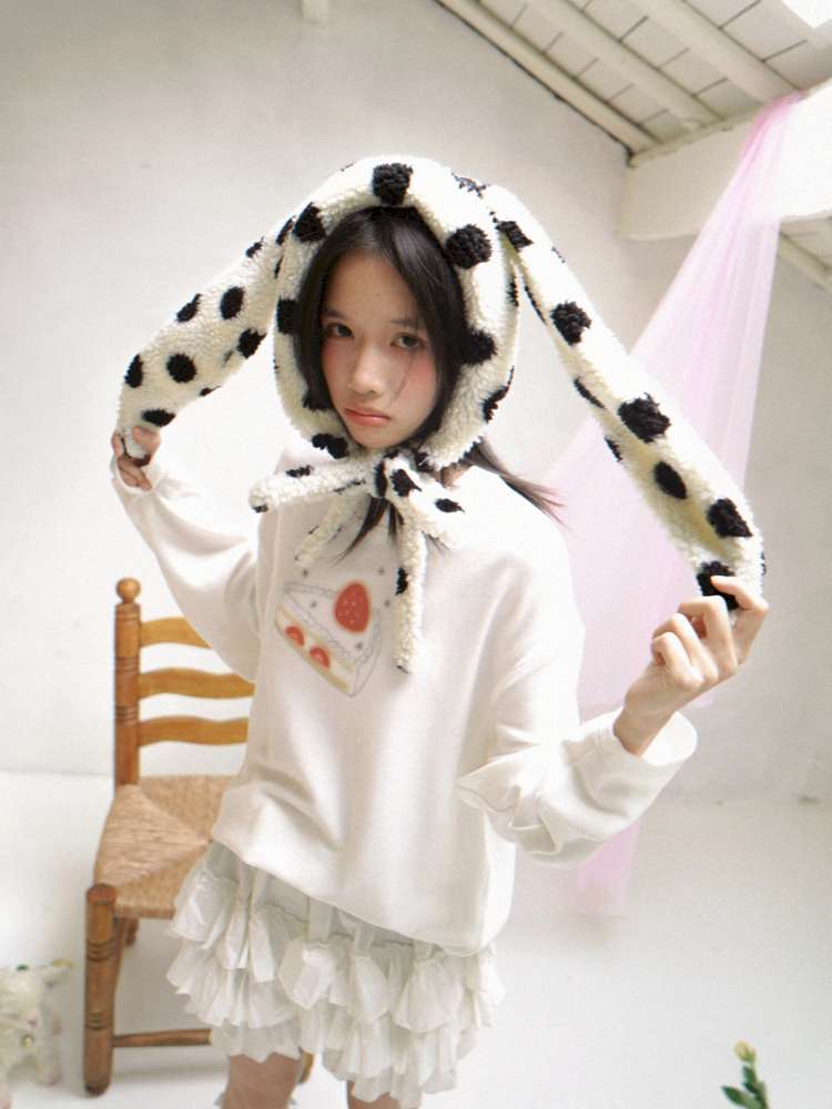 Strawberry Cake Print Long-Sleeve T-Shirt【s0000014529】