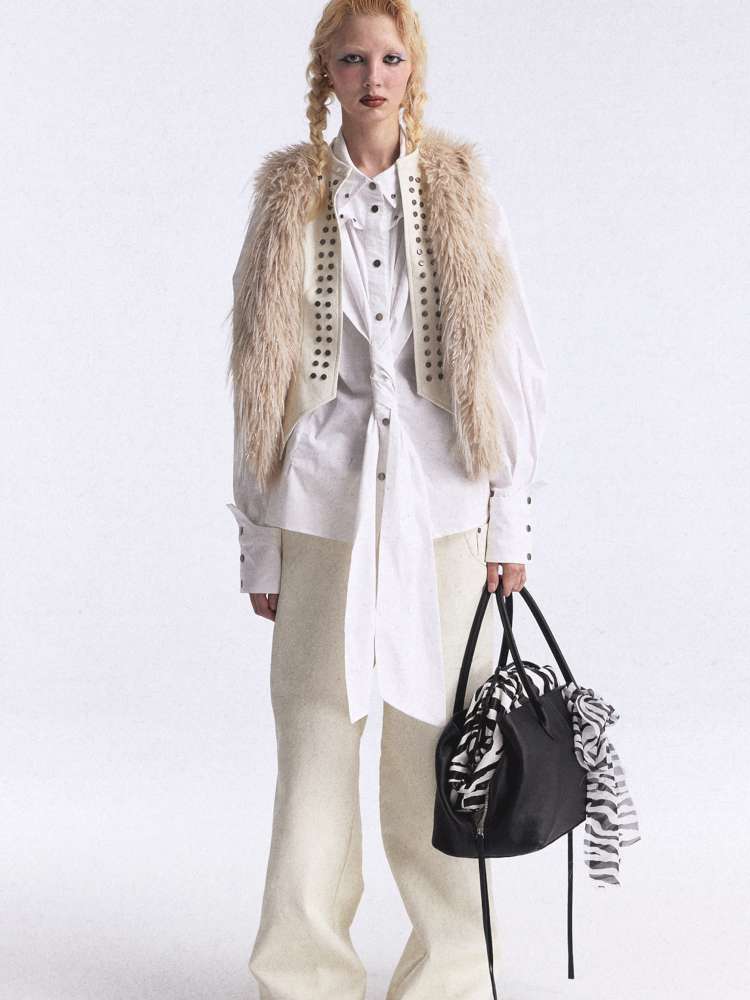 Heavy Rivet Gradient Fur Vest【s0000015389】