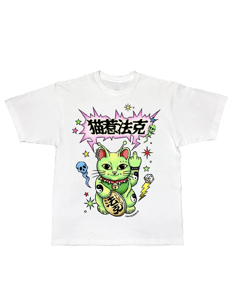 Alien Lucky Cat Loose T Shirt【s0000017111】