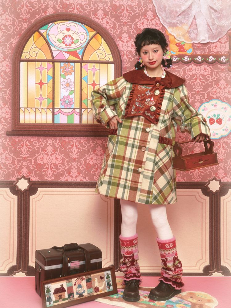 Tweed Lapel Skinny Mid-Length Coat【s0000011182】